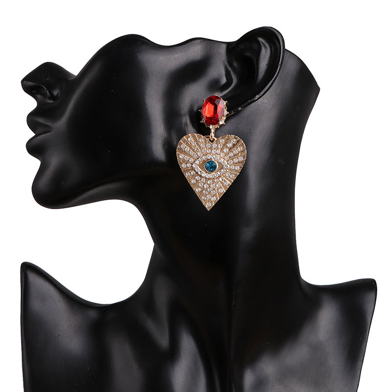 Heart-shaped Earrings Creative Diamond-studded Gemstone Eye Earrings Supplier
