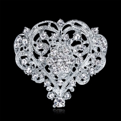 Large Peach Heart Women's White Rhinestone Corsage Fine Women's Rhinestone Love Brooch Manufacturer