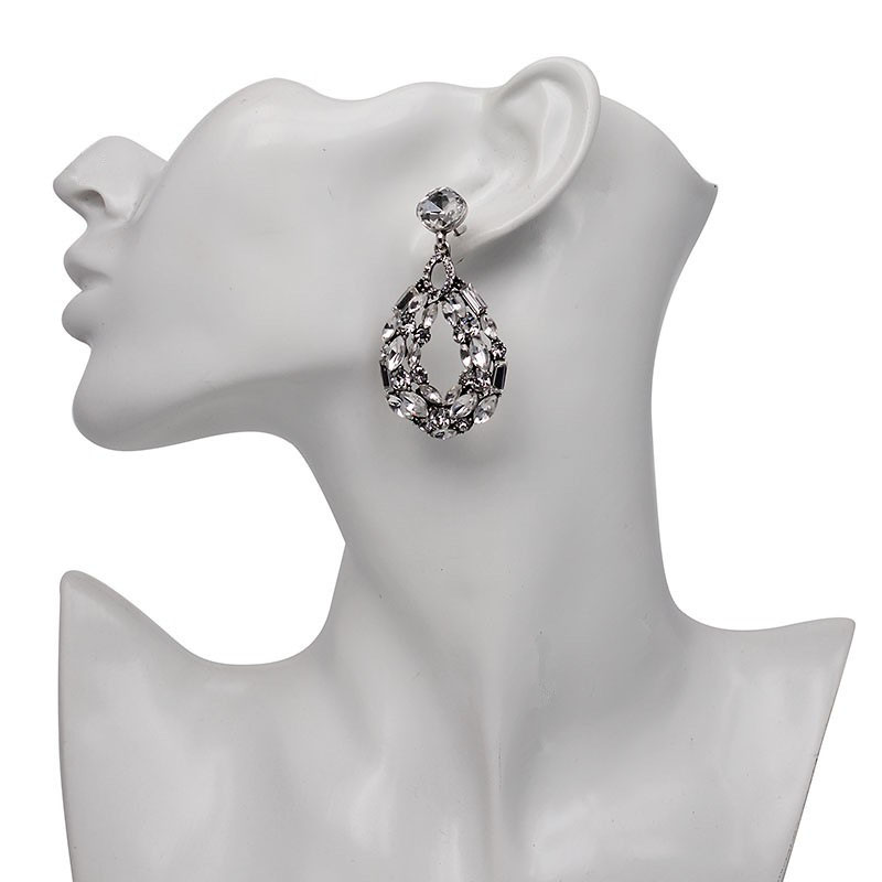 Trendy Fashion Hollow Alloy With Crystal Droplet Pendant Earrings Supplier