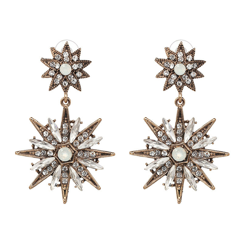 Vintage Metal With Glass Rhinestone Earrings Star-shaped Supplier