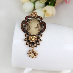 Vintage Beauty Head Brooch Alloy Diamond Studded Brooch Manufacturer