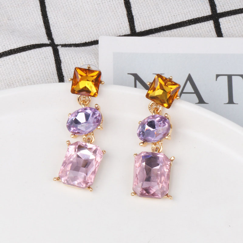 Glass Diamond Inlaid Earrings Creative Colorful Earrings Supplier