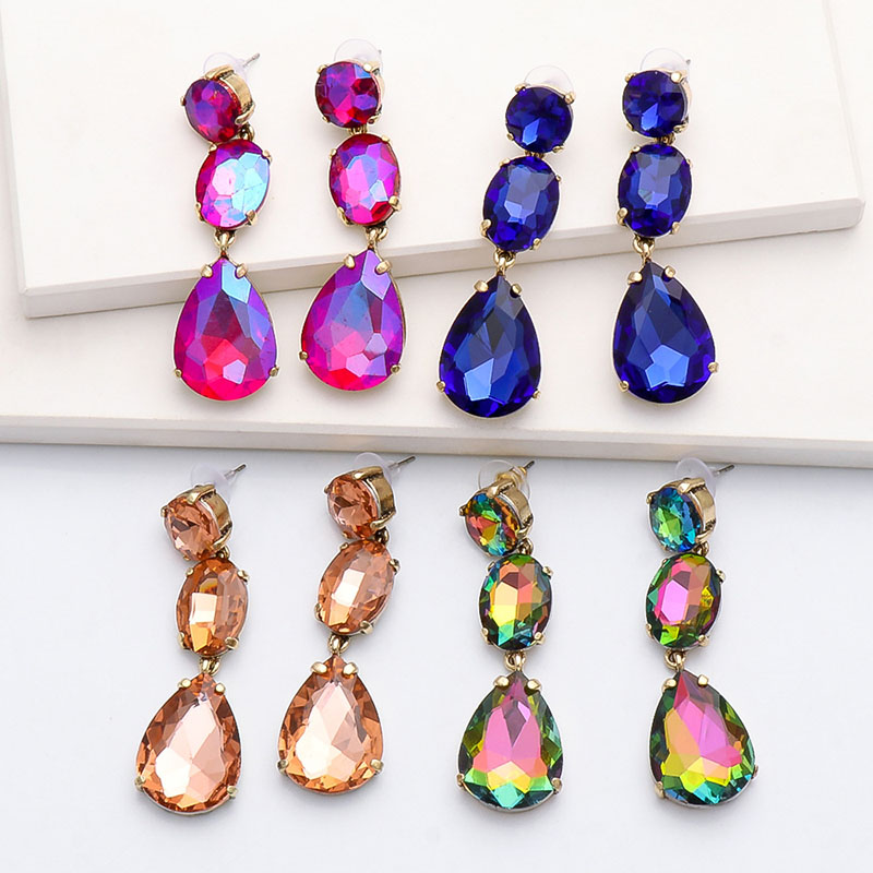 Fashion Drop Shape Dazzling Colorful Diamond Stud Earrings Distributor