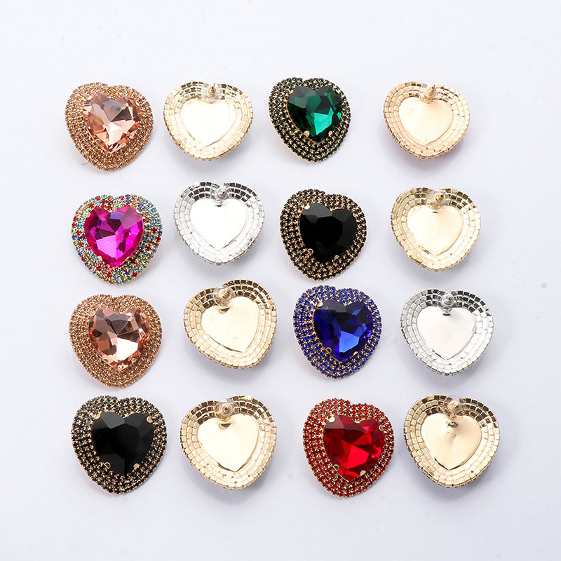 Heart-shaped Alloy With Diamonds Earrings Distributor