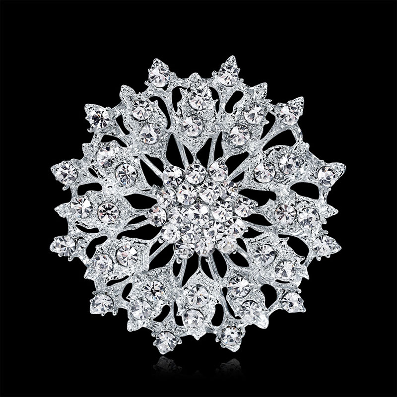 Luxury Alloy Silver Plated Rhinestone Brooch Corsage Manufacturer