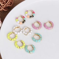 Simple Personality Metal C-shaped Earrings Female Colorful Stitching Earrings Buckle Supplier