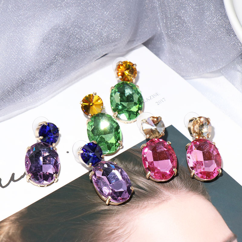 Crystal Oval Earrings Elegant Handmade Earrings Supplier