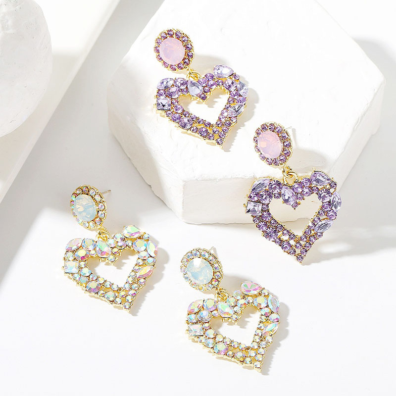 Summer Exaggerated Alloy With Diamonds Heart-shaped Earrings Distributor