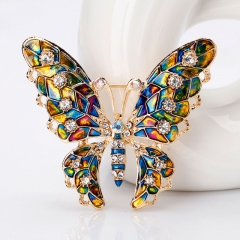 Wholesale Rhinestone Brooch Japanese And Korean High-grade Colorful Oil Drip Butterfly Brooch