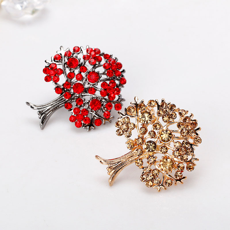 Wholesale Exquisite Alloy Brooch Rhinestone Tree Fashionable Boutonniere