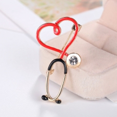 Wholesale Alloy Oil Dripping Love Thermometer Ecg Brooch Medical Corsage