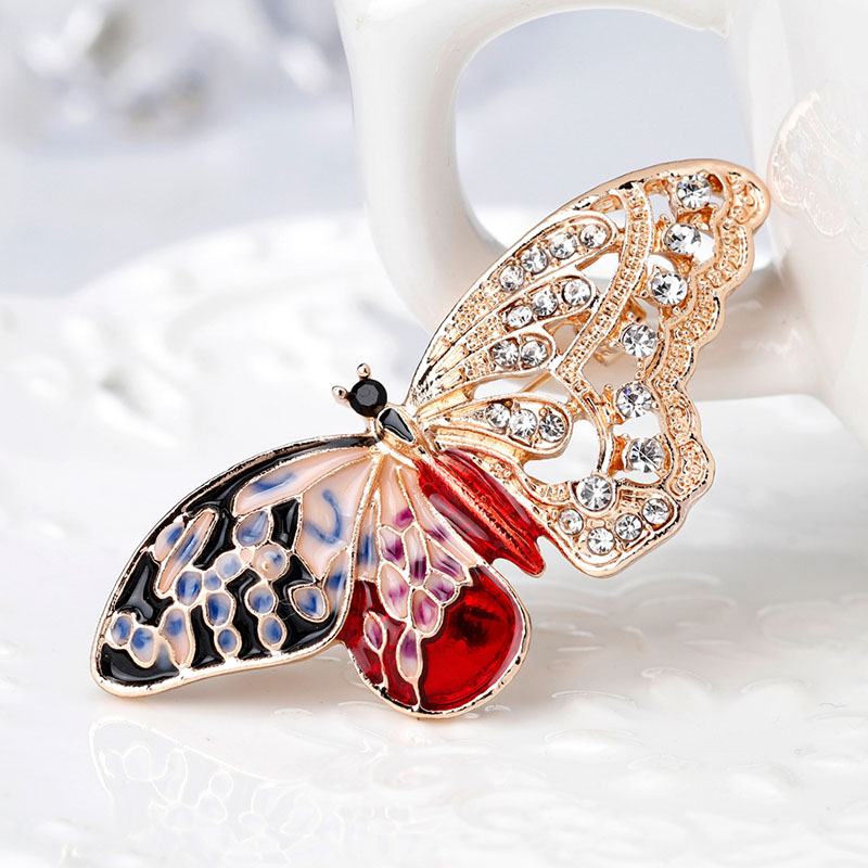 Wholesale Hundred Matching Enamel Jewelry Alloy Oil Drip Butterfly Brooch