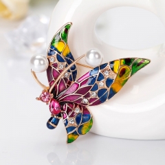 Wholesale Vintage Oil Drip Brooch Fashion Diamond Studded Painted Insect Butterfly Corsage