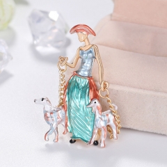 Wholesale Painted Girl Cartoon Brooch Hundred And One Oil Drip Brooch