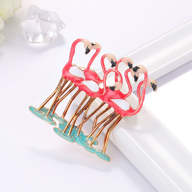 Wholesale Fashion Small Fresh Three-dimensional Oil Drip Pink Flamingo Brooch