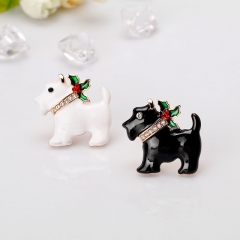 Wholesale Fashion Creative Alloy With Diamonds Drip Oil Christmas Dog Brooch