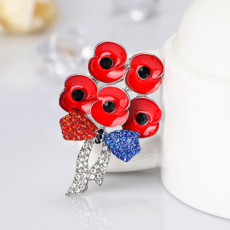 Wholesale Delicate Rhinestone Drip Oil Flower Brooch Plant Flowers