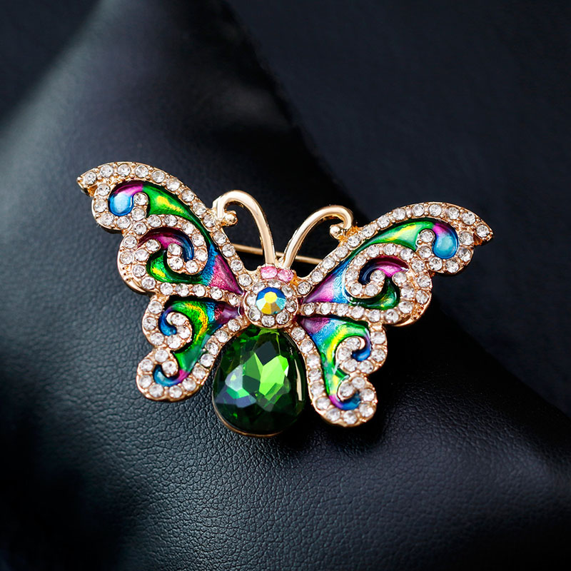 Wholesale Insect Series Brooches Dotted Diamond Three-dimensional Drip Oil Butterfly Corsage