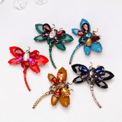 Wholesale Fashion Alloy With Diamonds And Colorful Stones Dragonfly Brooch