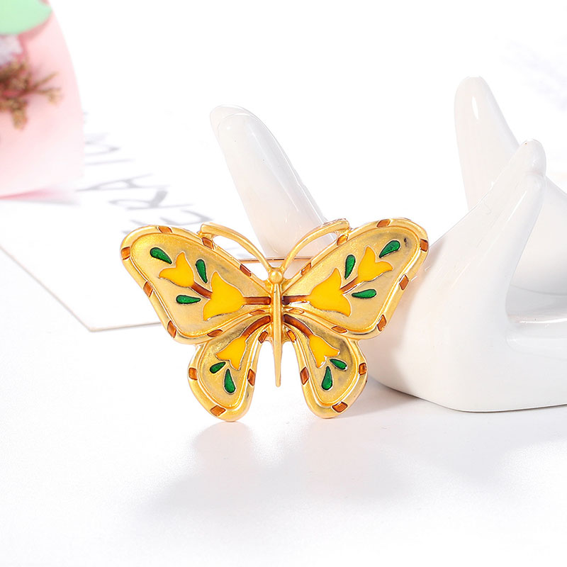 Wholesale Gold Butterfly Corsage Alloy Dripping Oil Insect Animal Brooch