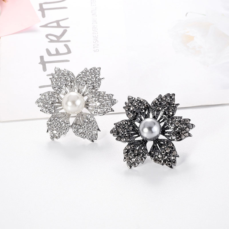 Wholesale Floral Pearl Brooch Alloy Rhinestone Fashion Simple Pins