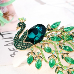 Wholesale Vintage Green Peacock Corsage Alloy With Diamonds Animal Pins