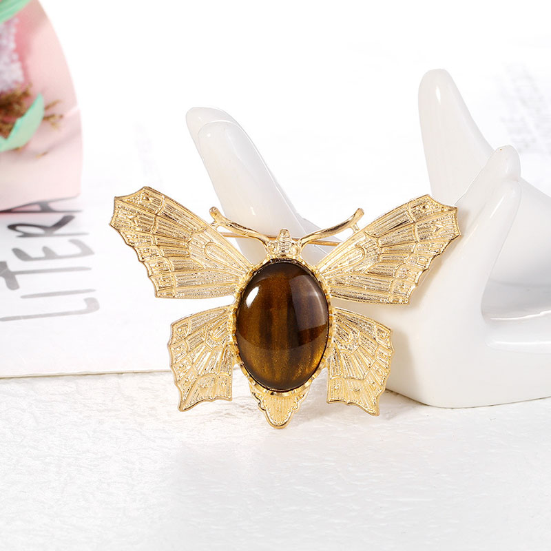 Wholesale Vintage Gold Resin Butterfly Brooch Exaggerated Exquisite Insect Brooch