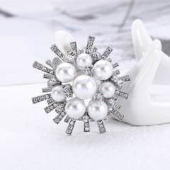 Wholesale Alloy Rhinestone Pearl Sunflower Brooch