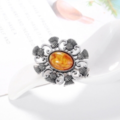 Wholesale Vintage Personalized Resin Brooch Alloy Geometric Hollow Corsage