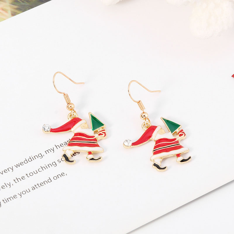 Wholesale Christmas Earrings With Diamonds Hand-held Christmas Tree Simple Earrings