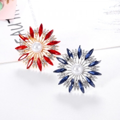 Wholesale Vintage Fashion Sun Flower Rhinestone Pearl Brooch