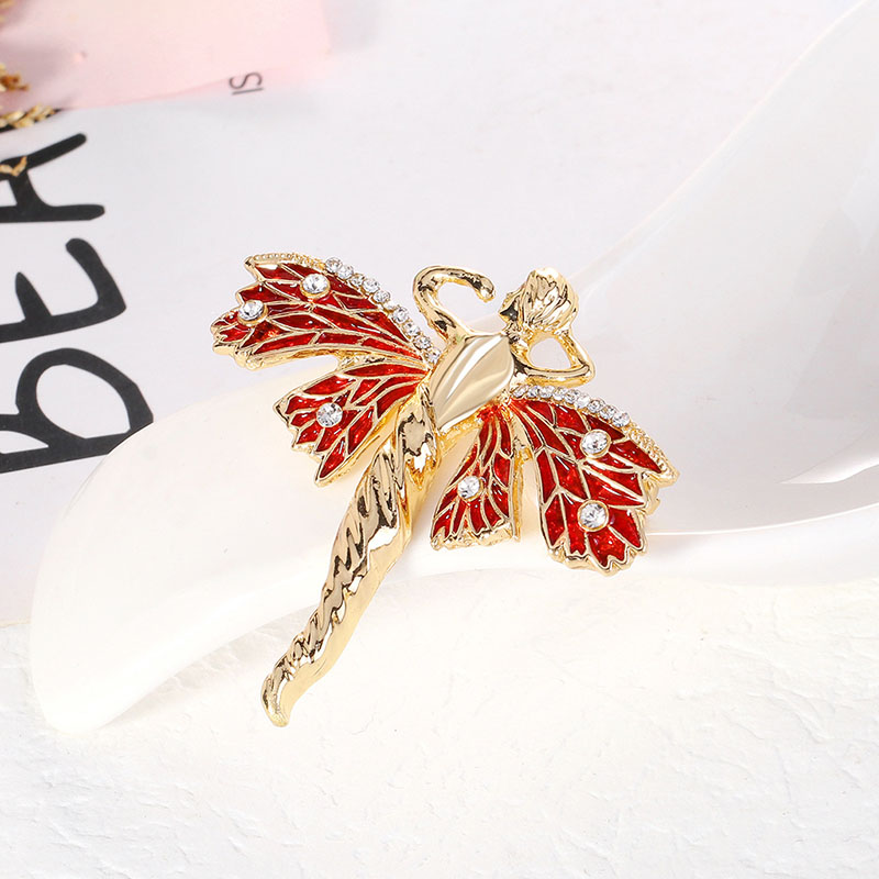 Wholesale Literary Angel Butterfly Brooch With Gold Creative Enamel And Diamonds