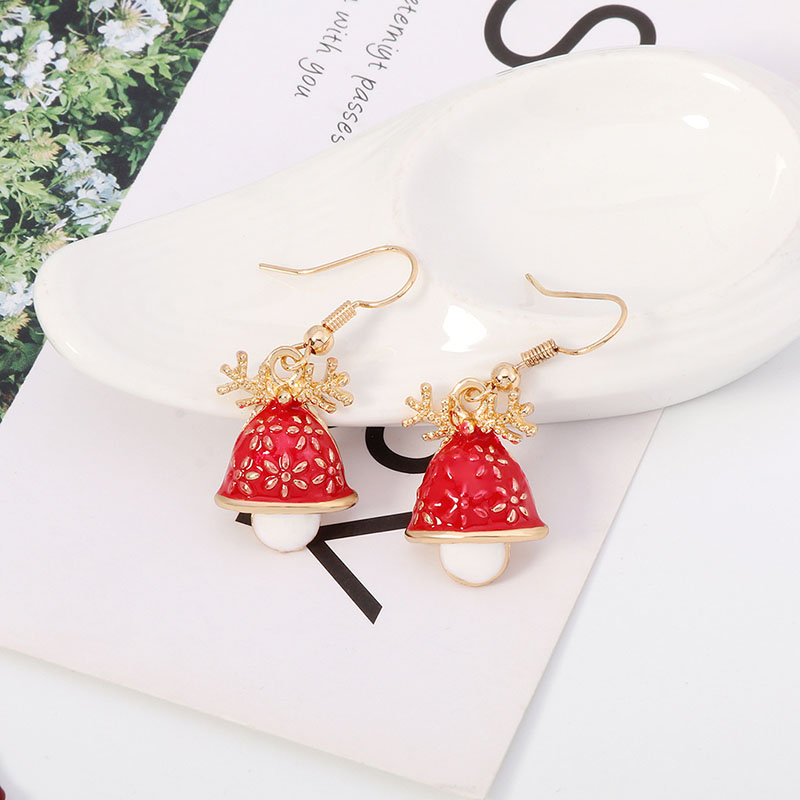 Wholesale Christmas Earrings Fashion Personality Alloy Oil Dripping Christmas Hat Earrings