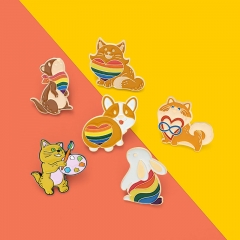 Wholesale Jewelry Cute Rabbit Rainbow Cat Pin