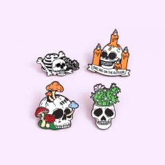 Wholesale Skull Alloy Mushroom Candle Cactus Brooch