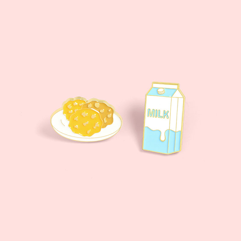 Wholesale Jewelry Food Milk Brooch Baked Lacquer Badge