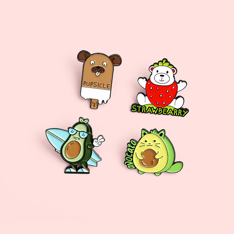 Wholesale Avocado Ice Cream Letter Brooch Baked Lacquer Badge