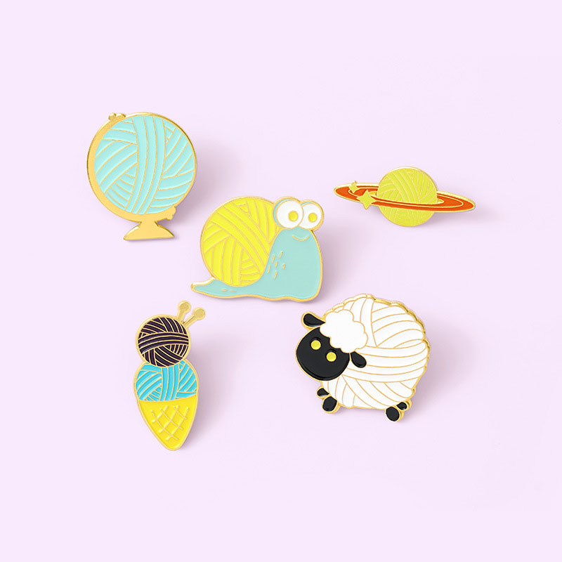 Wholesale Jewelry Woolen Ball Planet Sheep Turtle Pin Badge
