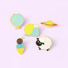 Wholesale Jewelry Woolen Ball Planet Sheep Turtle Pin Badge