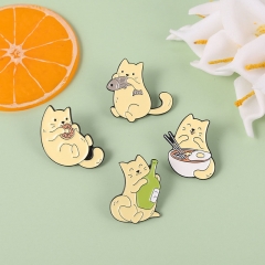 Wholesale Jewelry Cat Lacquered Alloy Brooch