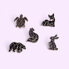 Wholesale Jewelry Black Starry Sky Rabbit Fox Turtle Brooch