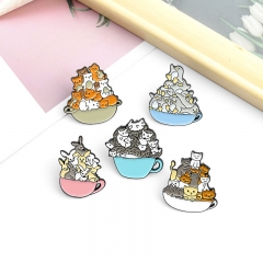 Wholesale Jewelry Cartoon Water Cup Hedgehog Rabbit Brooch