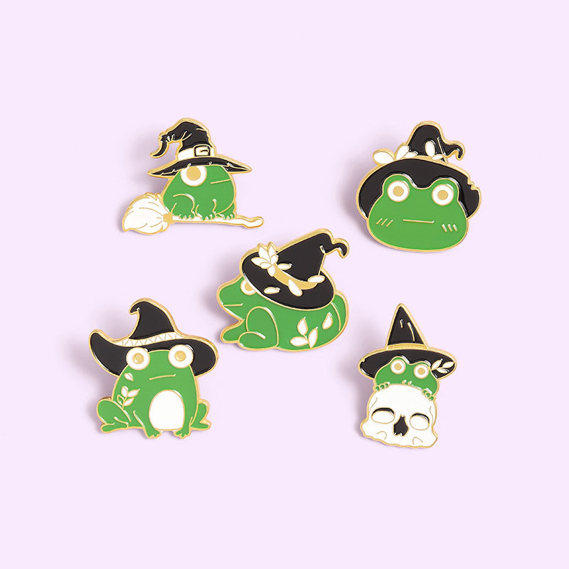 Wholesale Frog Wizard Hat Baking Lacquer Brooch