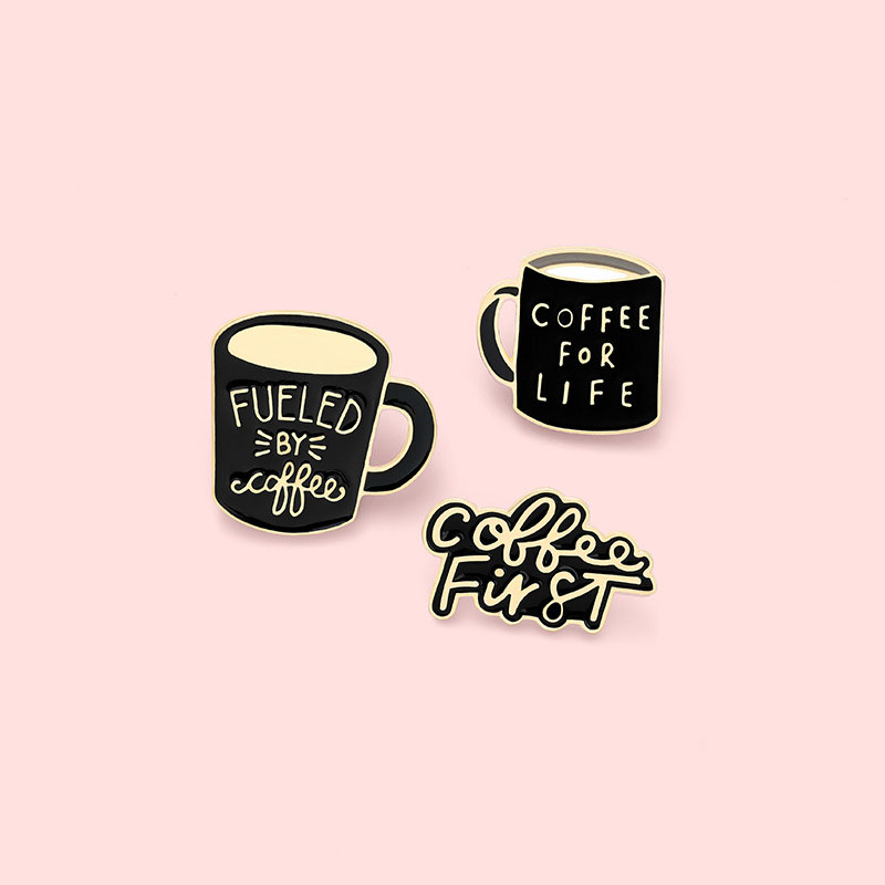 Wholesale Creative Cartoon Letters Coffee Cup Baking Lacquer Brooch