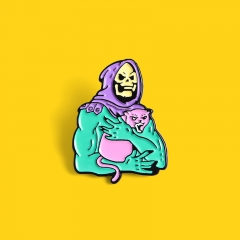 Wholesale Cartoon Skeleton Small Pink Cat Enamel Alloy Brooch