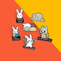 Wholesale Jewelry Cartoon Creative White Rabbit Hamster Brooch Badge