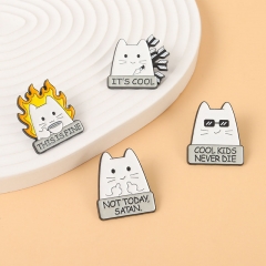 Wholesale Jewelry Cute White Cat Brooch Metal Badge Weird