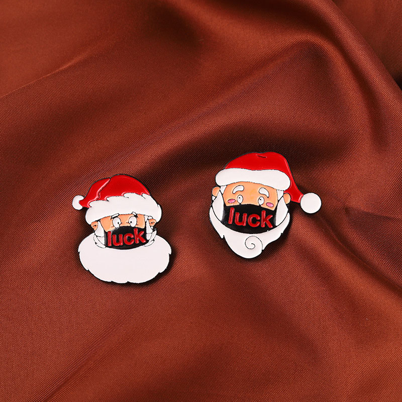 Wholesale Jewelry Santa Claus Wearing A Mask Metal Badge Pin