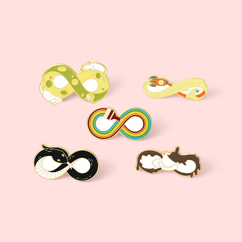Wholesale Jewelry Little Black Snake Rainbow Coffee Alloy Brooch Baking Lacquer Badge