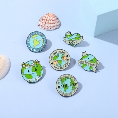 Wholesale Jewelry Care For The Earth Pin Round Metal Badge